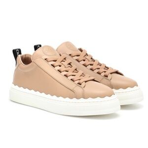 Chloe Lauren Scallop Detail Leather Sneakers Size 38 / US 7.5
